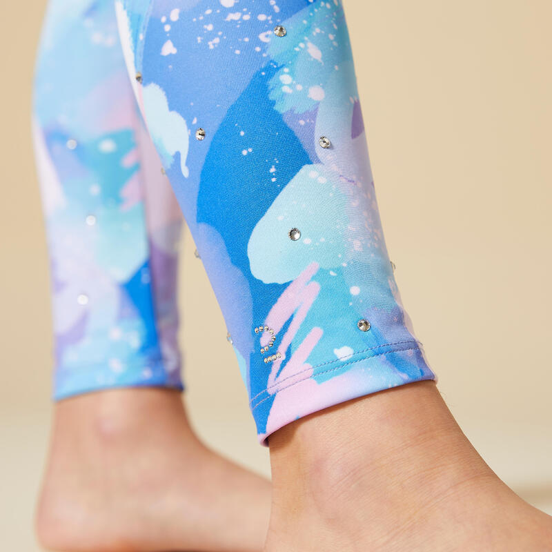 Legging gym taille haute Fille -imprimé bleu