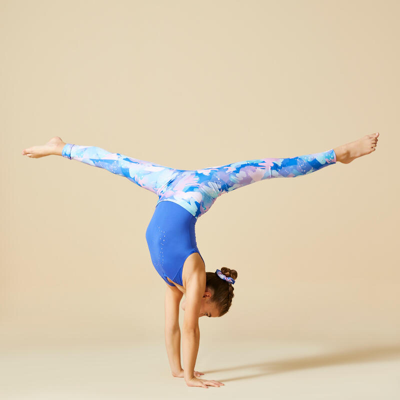 Dívčí gymnastický dres 540 bez rukávů modrý