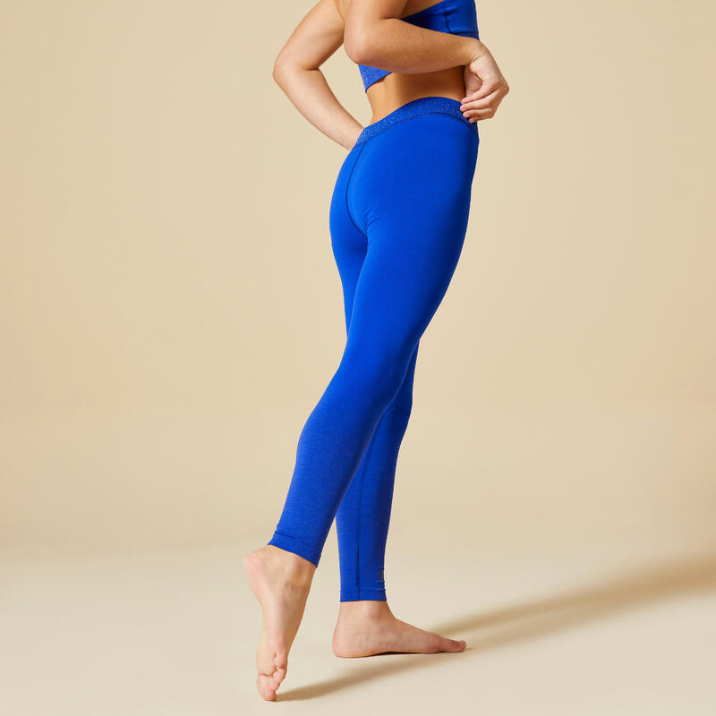 Legging gym ceinture pailletée Fille - Seamless 580 bleu