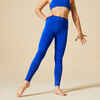 Dievčenské legíny 580 na gymnastiku s flitrami na páse - bezšvové modré