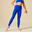 Legging gym ceinture pailletée Fille - Seamless 580 bleu