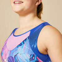 Girls' Sleeveless Gym Leotard - Blue with Sequins