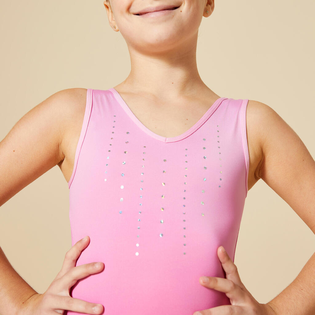 Meiteņu bezpiedurkņu, V veida kakla vingrošanas triko “JSM 500”, rozā