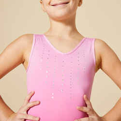 Girls' Sleeveless V-Neck Gym Leotard JSM 500 - Pink