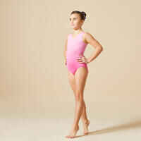 Girls' Sleeveless V-Neck Gym Leotard JSM 500 - Pink