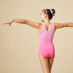 Αμάνικο κορμάκι γυμναστικής με λαιμόκοψη V για κορίτσια SM 500 - Ροζ