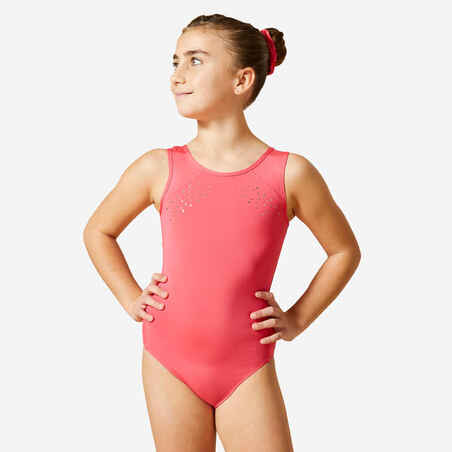 Rožnat gimnastični triko brez rokavov 540 za deklice