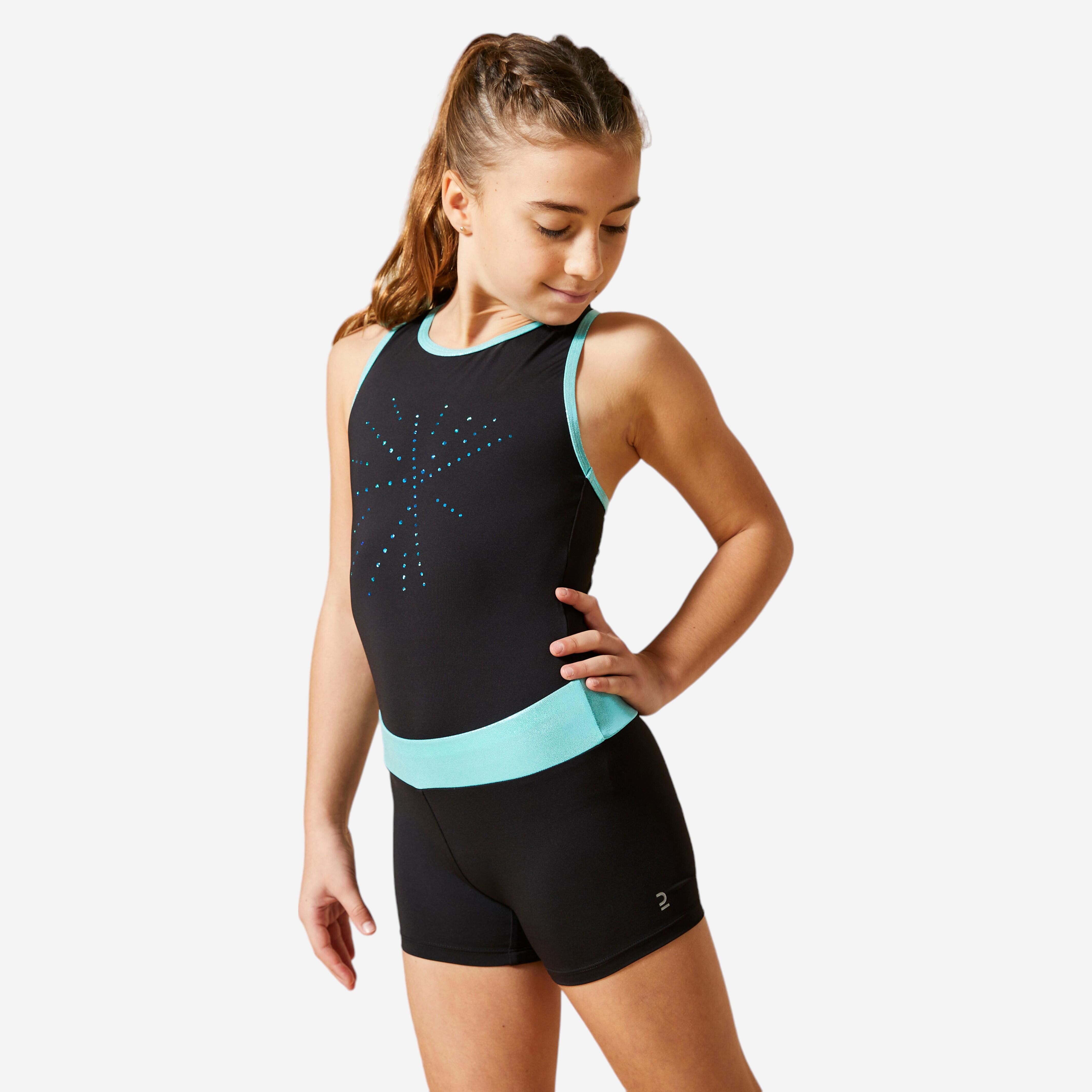 Combishort gym fille bleu DOMYOS Decathlon