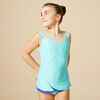 Girls' Sleeveless Skirted Rhythmic Gymnastics Leotard - Turquoise/Rhinestones