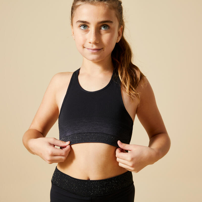 Sporttopje voor gym meisjes 580 donkergrijs