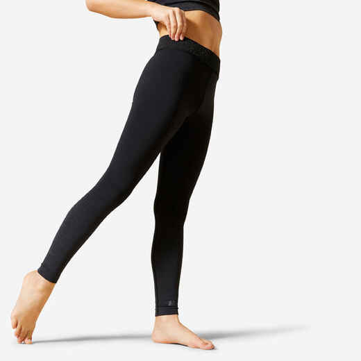 
      Leggings Mädchen Bund mit Pailletten - Seamless 580 schwarz/grau
  