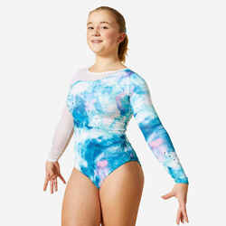 Girls' Gym Long-Sleeved Rhinestone Leotard JML 980 - Green Print