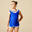 Dívčí gymnastický dres se sukýnkou bez rukávů modrý s kamínky