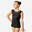 Dívčí gymnastický dres bez rukávů se sukýnkou černý s kamínky