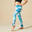 Girls' High-Waist Gym Leggings - Turquoise Print