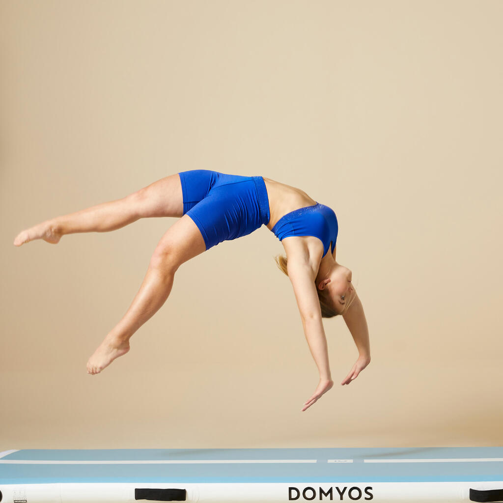 Girls' Gymnastics Bike Shorts 580 - Black/Blue