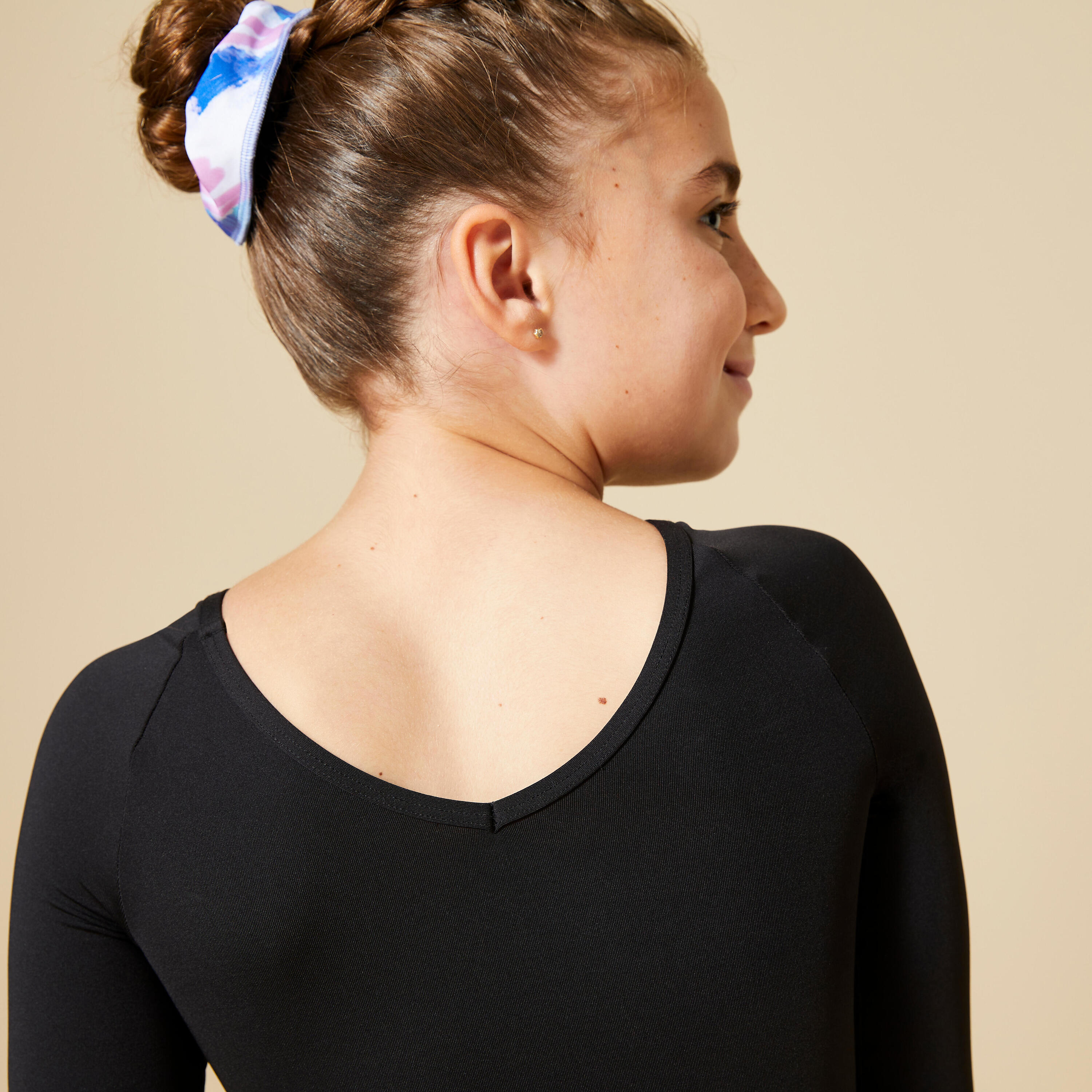 Girls' Gym Long-Sleeved Leotard 500 - Black 3/6