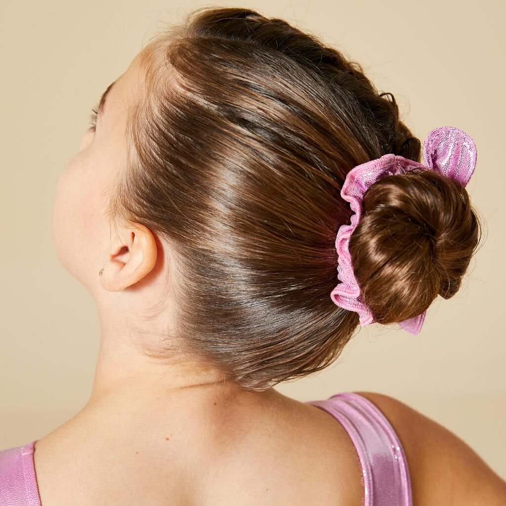 Mergaičių gimnastikos plaukų gumytė, blizgi rožinė