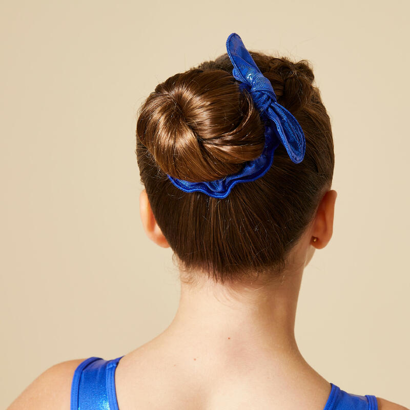 Elastico per capelli bambina ginnastica azzurro con strass