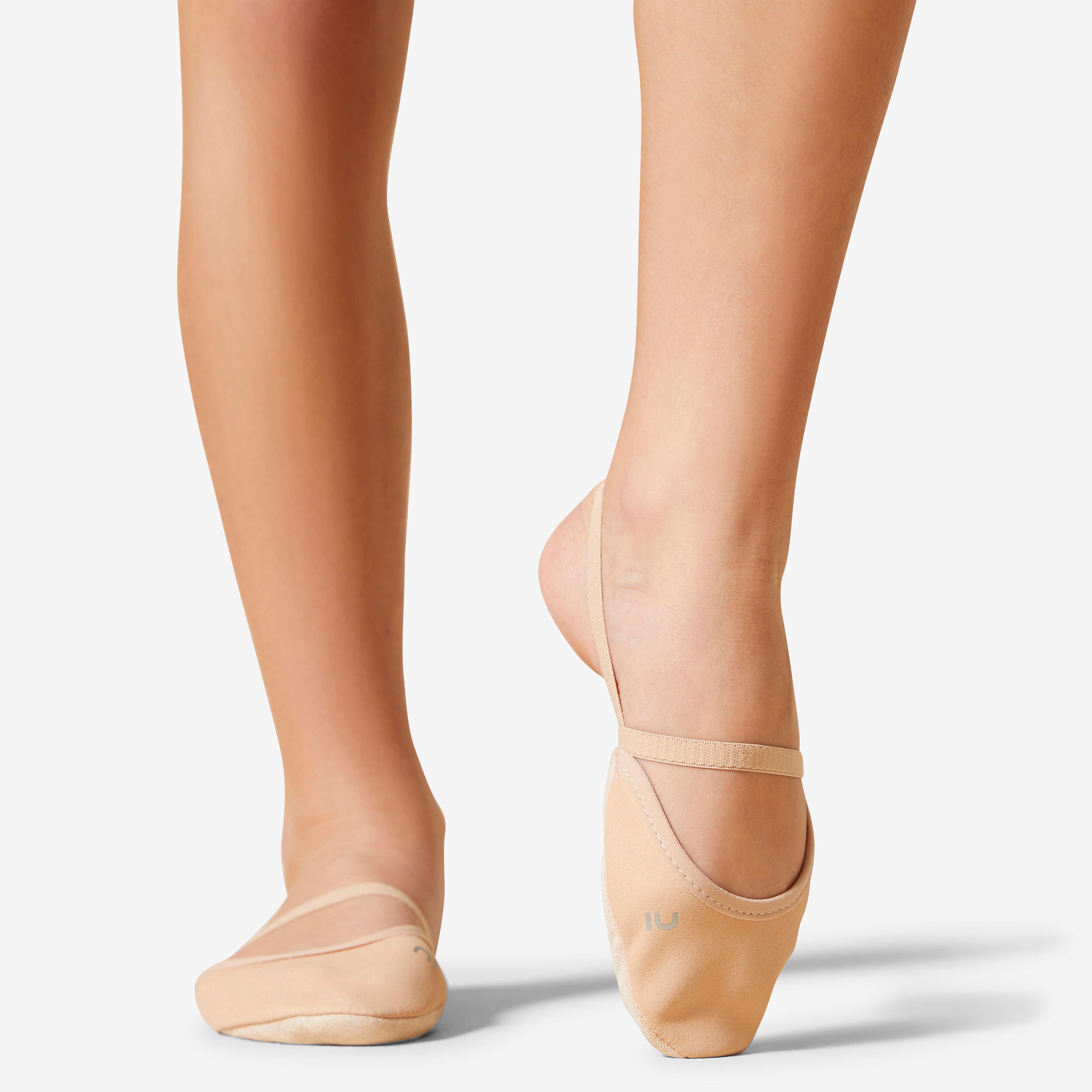 DOMYOS Microfibre Rhythmic Gymnastics Demi-Pointe Shoes - Beige