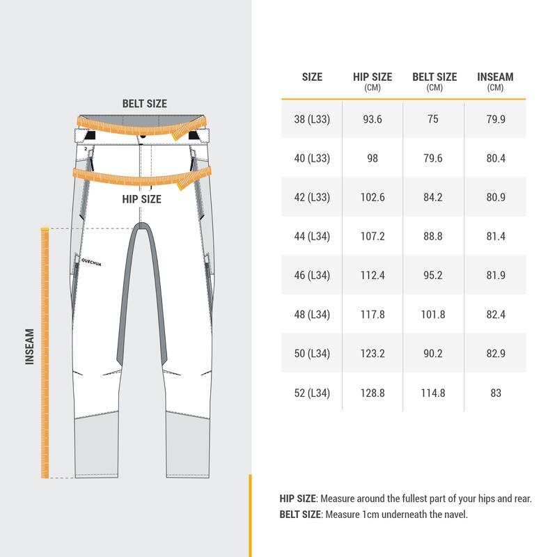 Pantalon de drumeție călduros și hidrofobSH500 VENTIL gri, bărbați
