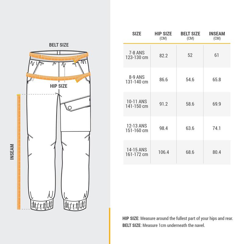 KIDS’ WARM WATER-REPELLENT HIKING TROUSERS - SH100 X-WARM - 7-15 YEARS