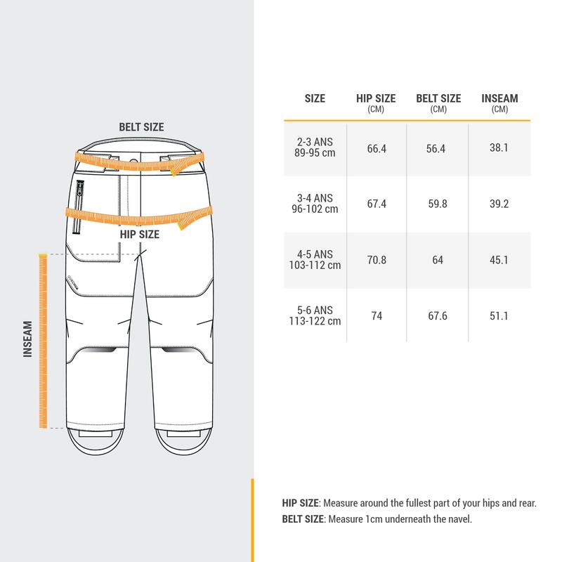 Dětské turistické nepromokavé kalhoty SH 500 U-Warm
