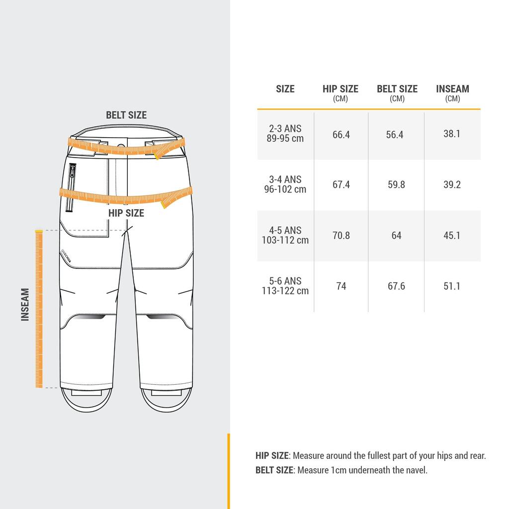 ДЕТСКИ НЕПРОМОКАЕМ ПАНТАЛОН ЗА ПРЕХОДИ В СНЯГ SH500 U-WARM, 2-6 ГОД.