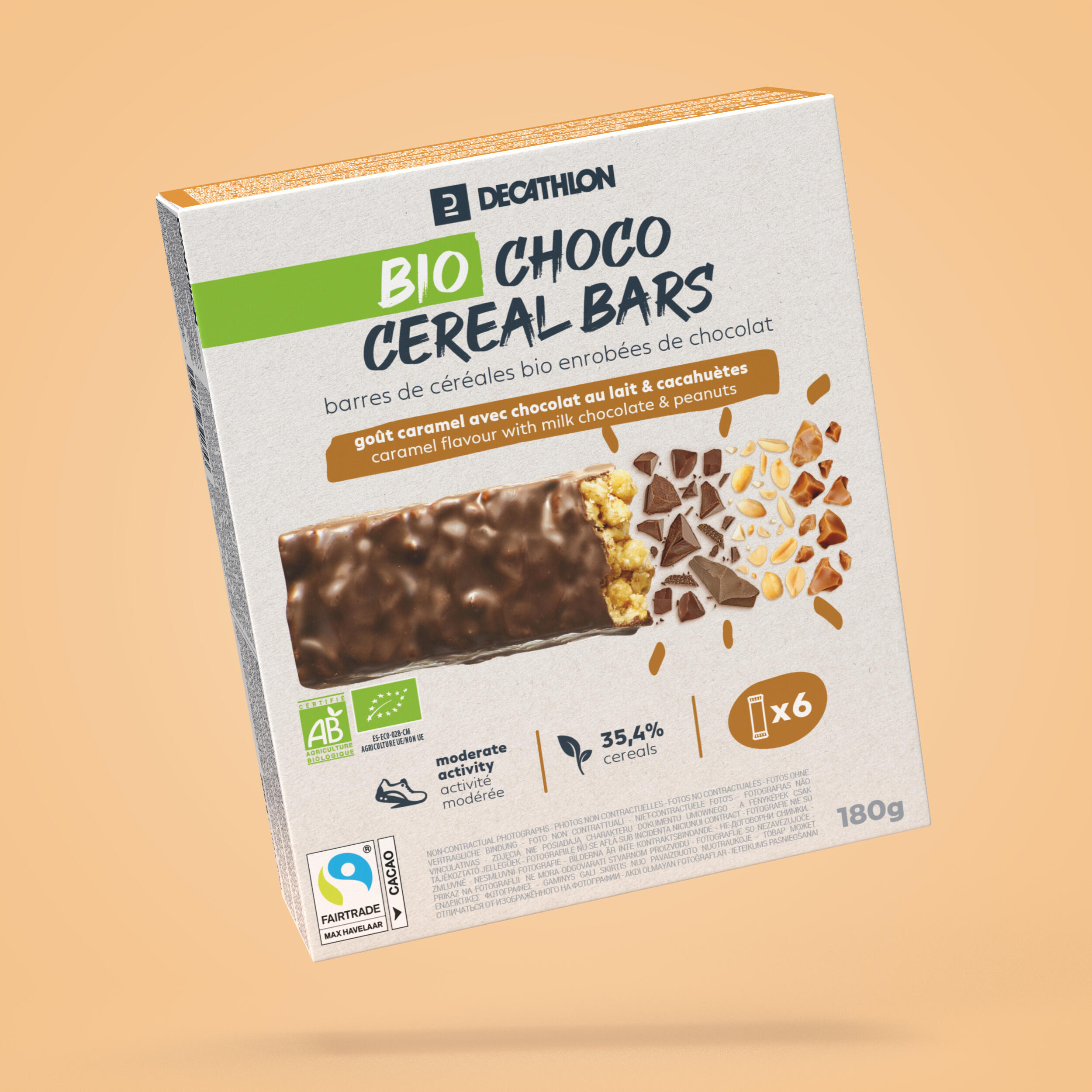 Baton de cereale învelit în ciocolată cu arahide și caramel BIO X 6 Arahide imagine 2022 topbody.ro