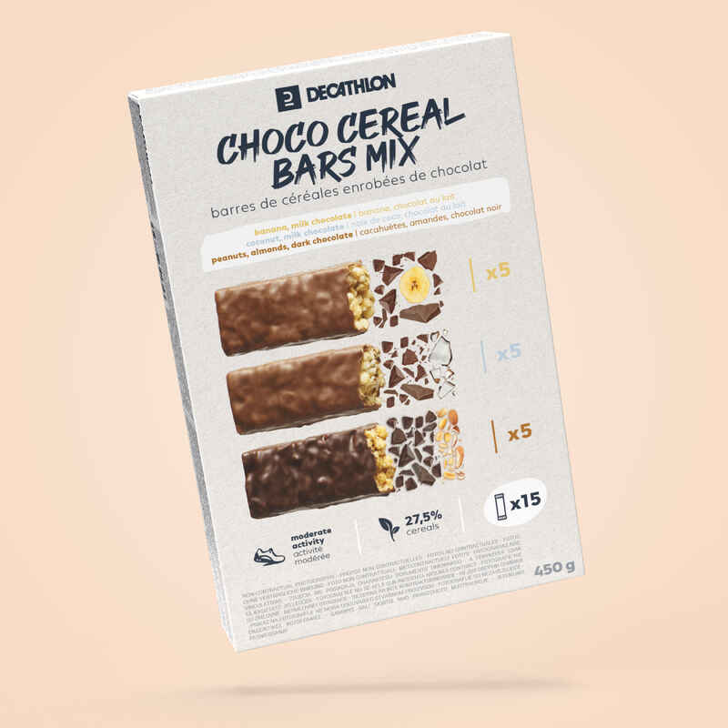 CHOCOLATE-COATED CEREAL MIX BARS x15