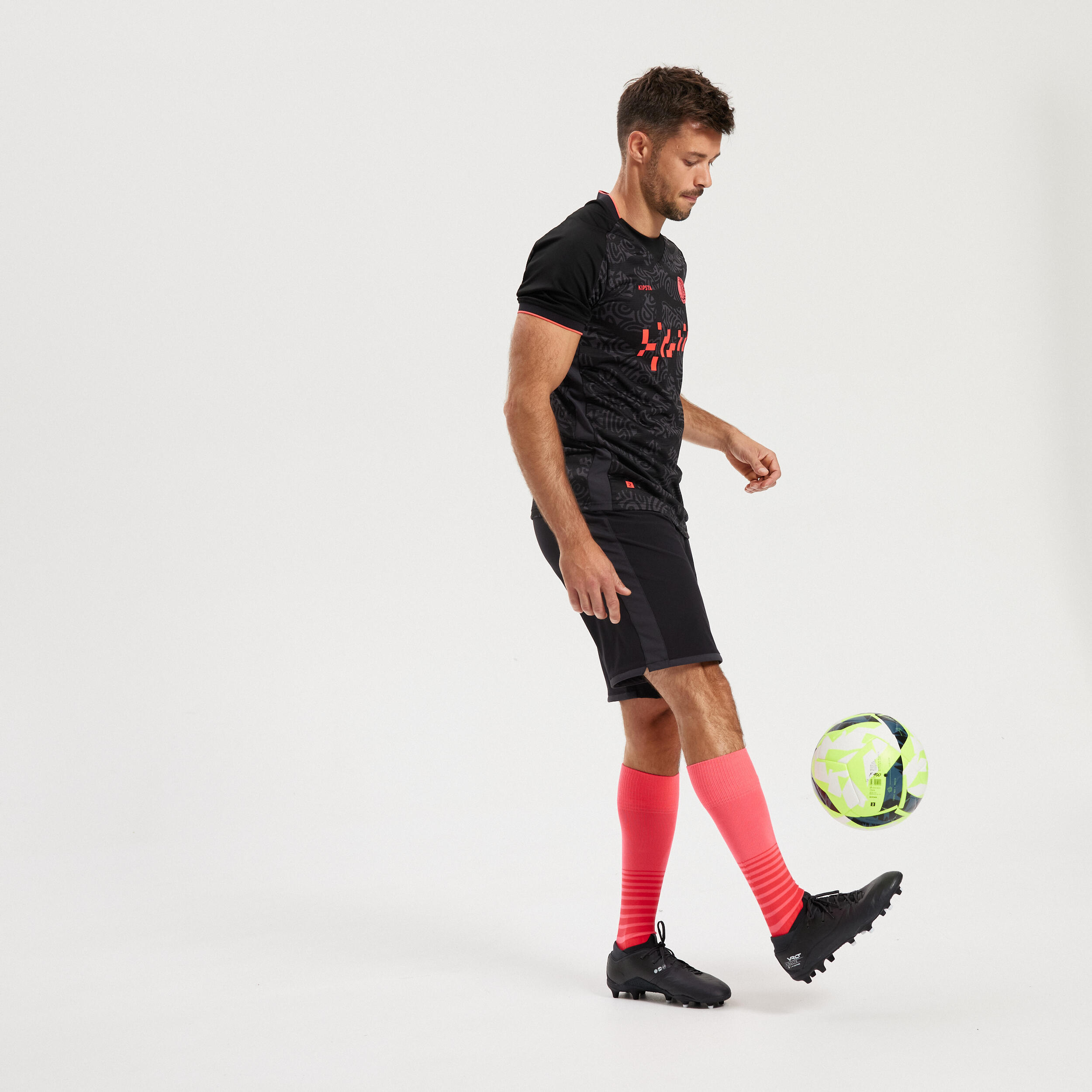 Football Socks Viralto Solo - Pink/Red Stripes 5/6