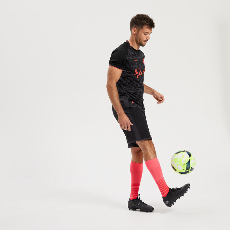 Chaussettes de football VIRALTO SOLO rayées rose et rouge