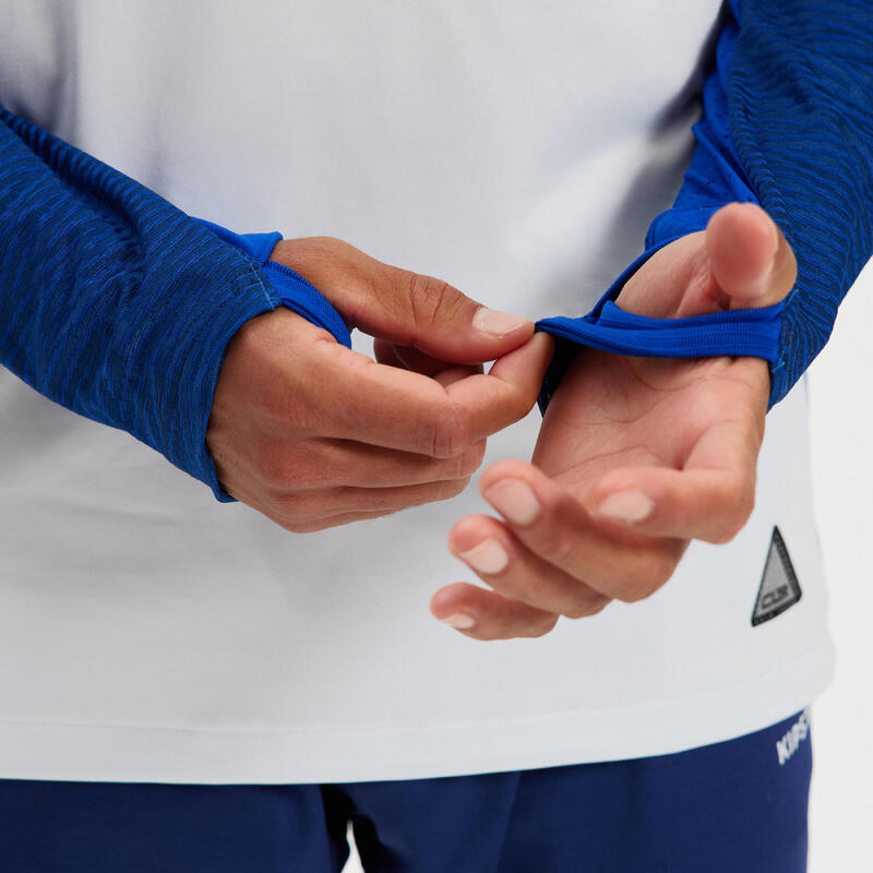 Trainingsshirt met halve rits voor voetbal CLR blauw en grijs