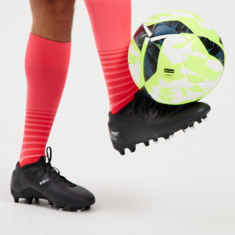 Chaussettes de football VIRALTO SOLO rayées rose et rouge