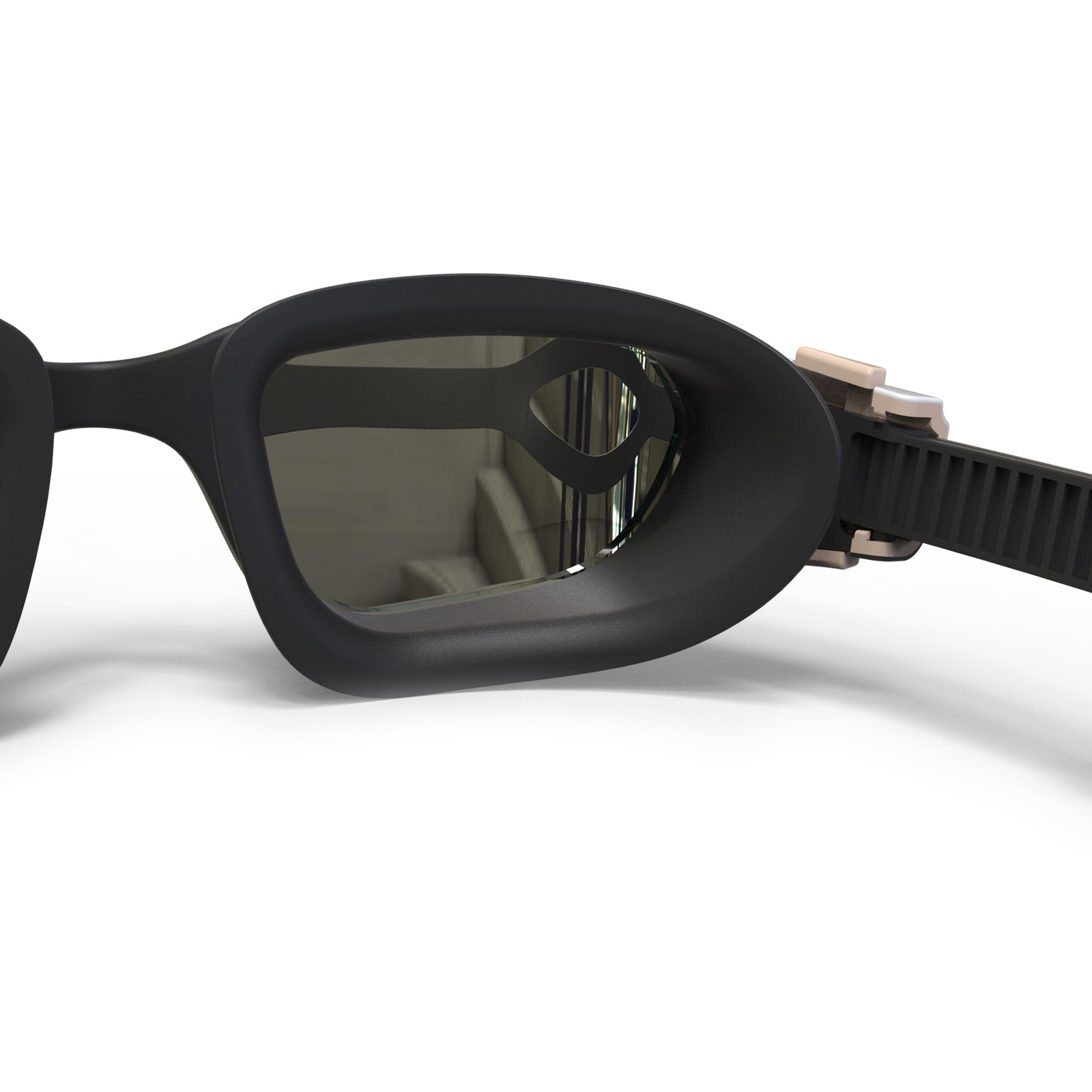 Lentes de natación negro blanco talla L - SPIRIT cristales espejados 3/16