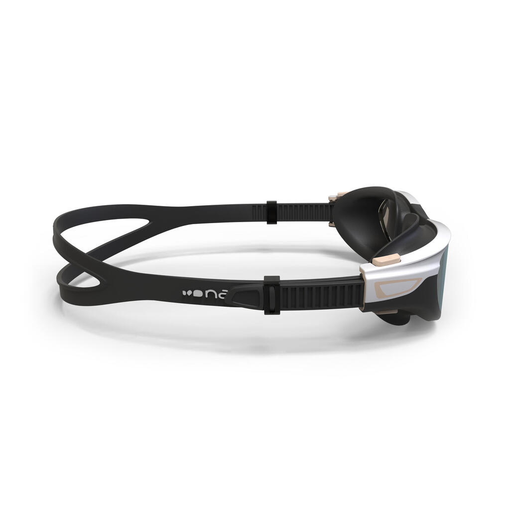 Lunettes De Natation SPIRIT - Verres Miroirs - Grande Taille - Noir Beige Blanc