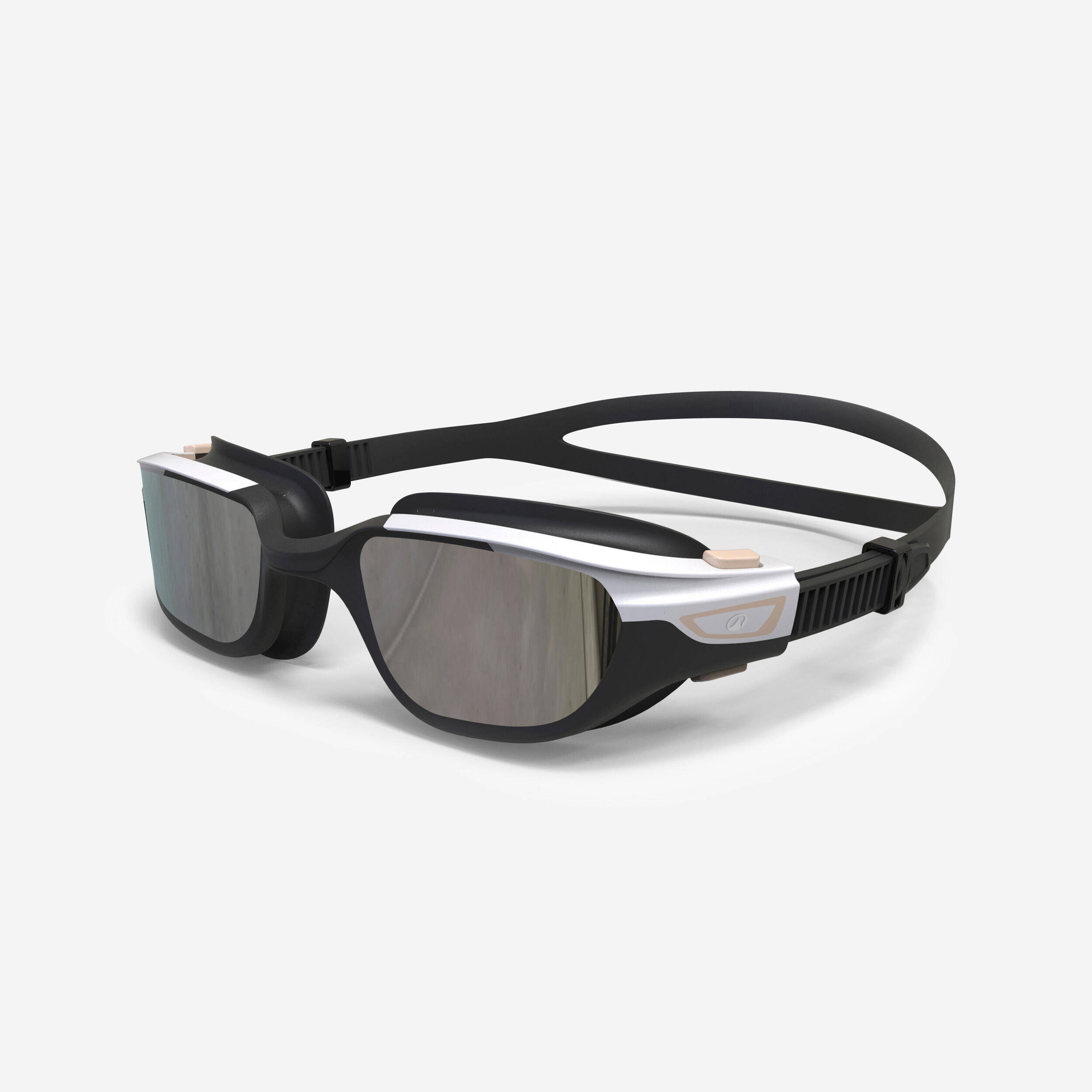 Adult Swimming Goggles Men Women UV Protection Mirror Lenses Black Beige White -  1
