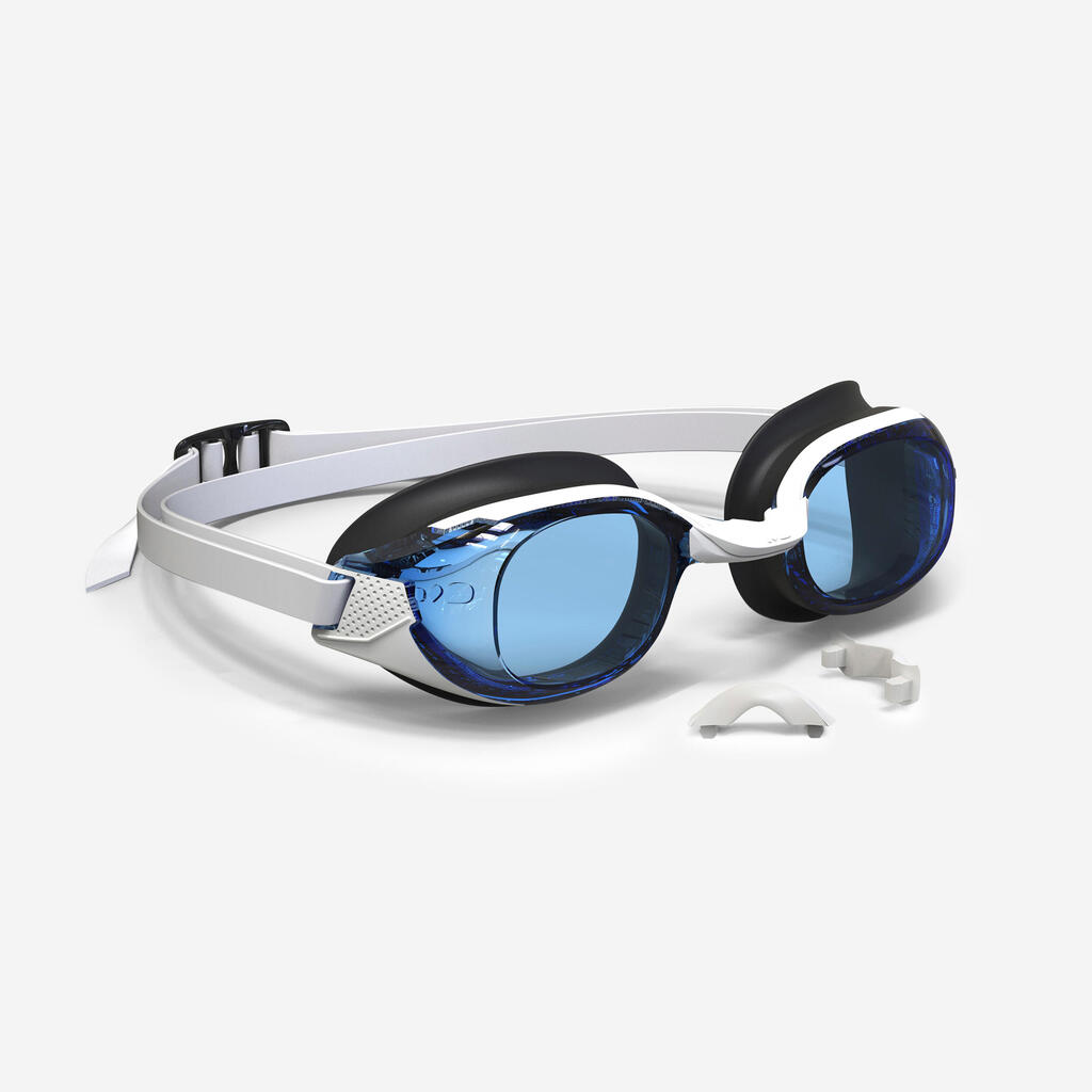 Gafas de natación lente espejo Nabaiji B-fit 500 blanco azul