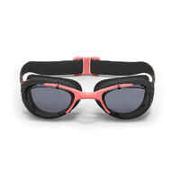 نظارة سباحة مشجرة بعدسات شفافة للكبار - XBASE 100 أسود/ أحمر فاتح 