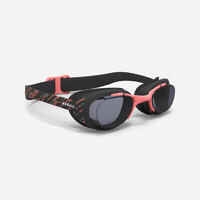 XBASE 100 PRINT ADULT SWIMMING GOGGLES - CLEAR LENSES - BLACK / CORAL