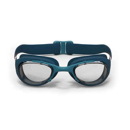 نظارة سباحة بعدسات شفافة للكبار - XBASE 100 كحلي/ أحمر 