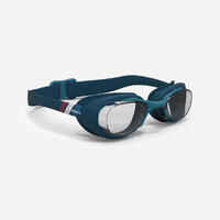 XBASE 100 PRINT ADULT SWIMMING GOGGLES - CLEAR LENSES - NAVY BLUE RED