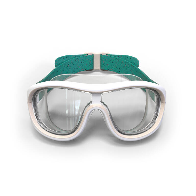 Masker Renang Dewasa SWIMDOW 100 Lensa Clear - Putih/Hijau