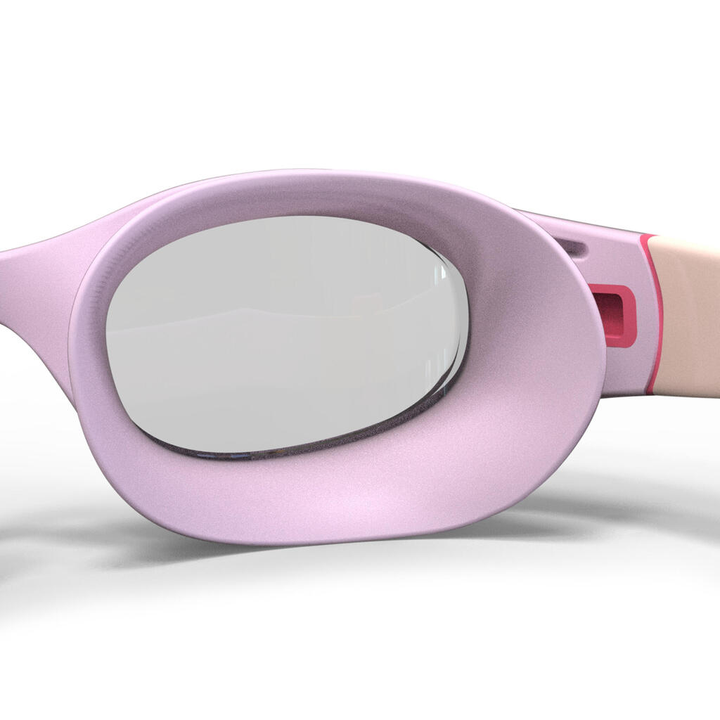 Plaukimo akiniai skaidriais stiklais, S dydžio, rožinės ir turkio spalvos