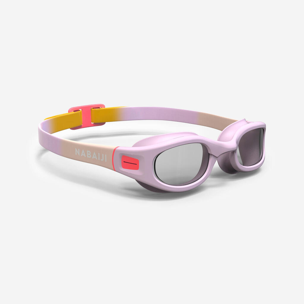 Plaukimo akiniai skaidriais stiklais, S dydžio, rožinės ir turkio spalvos