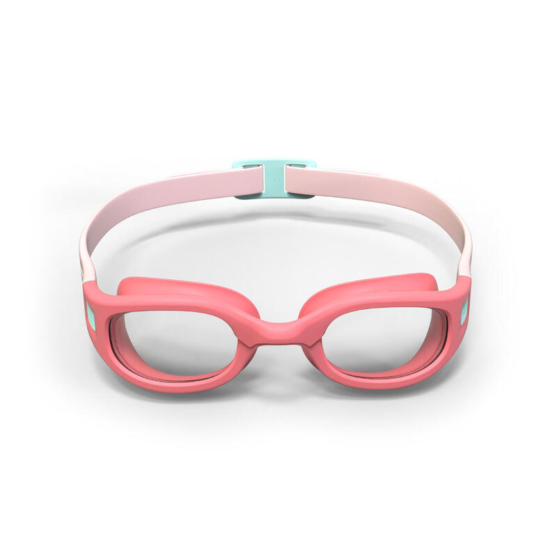 Zwembril SOFT kleine maat roze turquoise heldere glazen