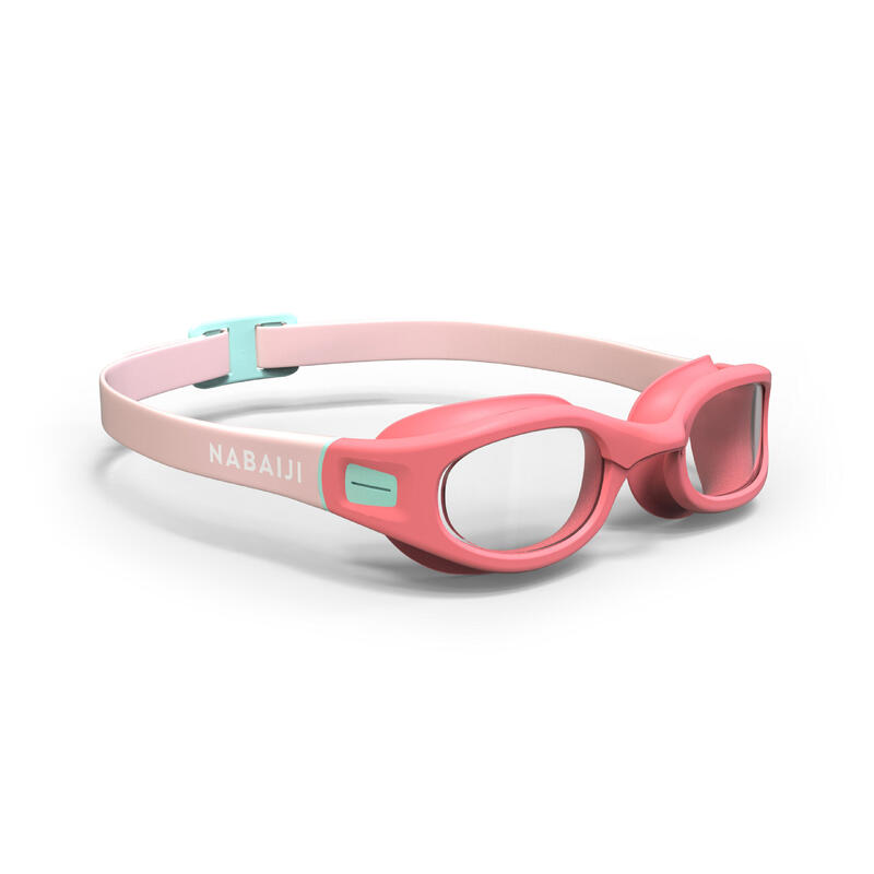 Schwimmbrille kleine Grösse klar - Soft rosa/türkis 