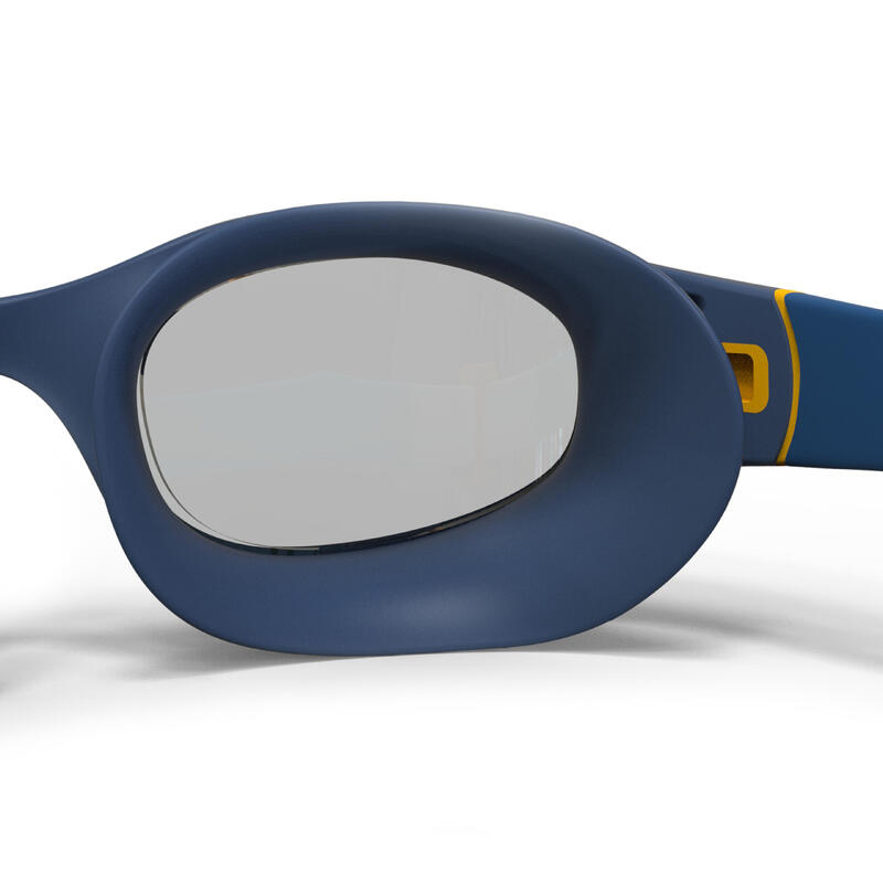 Zwembril 100 Soft maat S blauw grijs geel heldere glazen