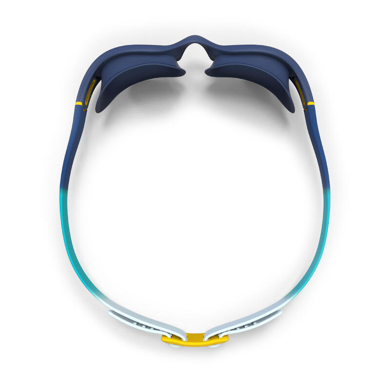 軟質透明鏡片泳鏡100 S號－藍/灰/黃色