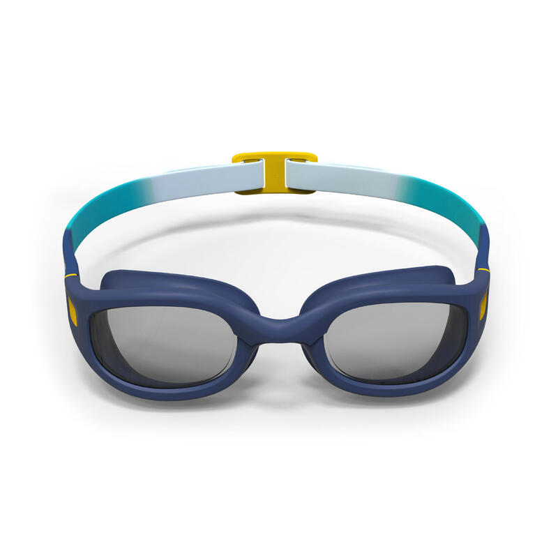 Zwembril met heldere glazen 100 Soft maat S blauw/grijs/geel